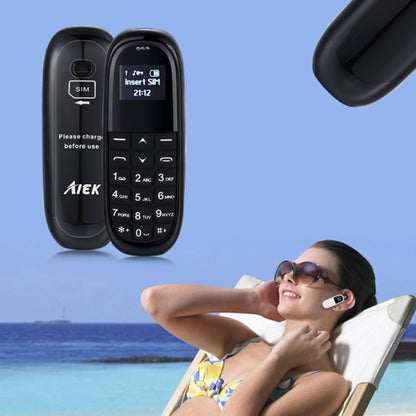 AIEK KK1 Mini Mobile Phone, English Keyboard, Hands Free Bluetooth Dialer Headphone, MTK6261DA, Anti-Lost, Single SIM, Network: 2G(Black) - Others by AIEK | Online Shopping UK | buy2fix