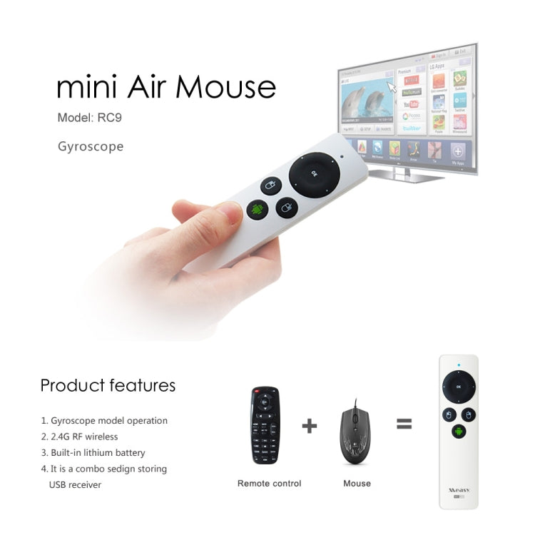 Measy RC9 2.4GHz Fly Air Mouse Wireless Keyboard Remote Control - MINI PC Accessories & Gadgets by Measy | Online Shopping UK | buy2fix