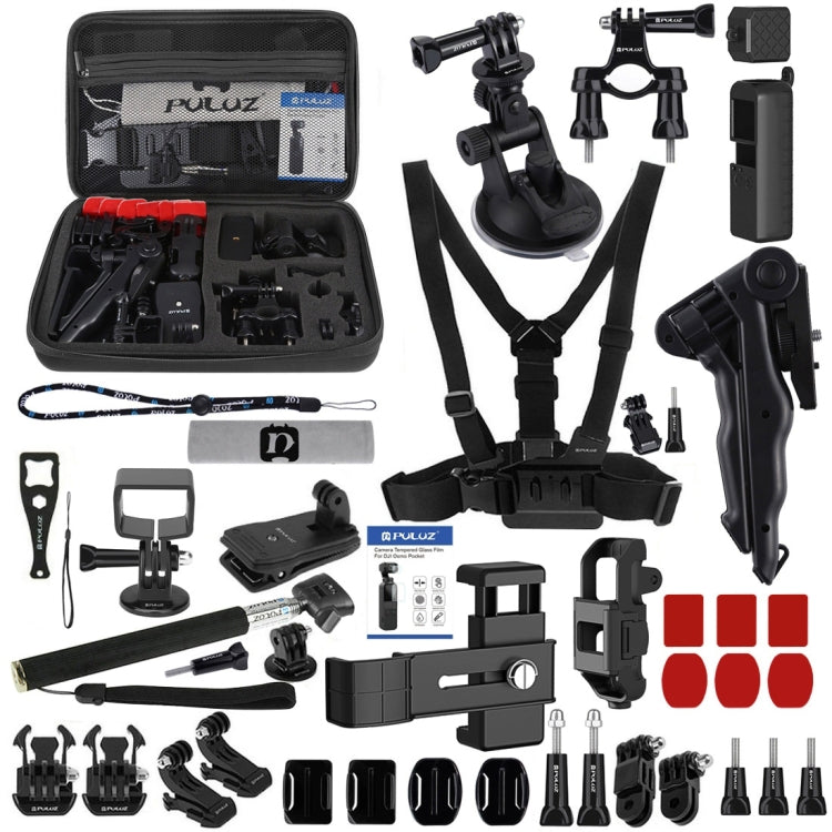 PULUZ 43 in 1 Accessories Total Ultimate Combo Kits for DJI Osmo Pocket with EVA Case (Chest Strap + Wrist Strap + Suction Cup Mount + 3-Way Pivot Arms + J-Hook Buckle + Grip Tripod Mount + Surface Mo ... orage Bag + Rec-mounts + Handlebar Mount + Wrench) -  by PULUZ | Online Shopping UK | buy2fix