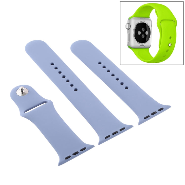 For Apple Watch Series 9&8&7 41mm / SE 3&SE 2&6&SE&5&4 40mm / 3&2&1 38mm 3 in 1 Rubber Watch Band with Pin Buckle(Lavender Grey) - Watch Bands by buy2fix | Online Shopping UK | buy2fix