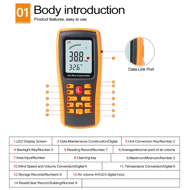 BENETECH GM8903 2.6 inch LCD Screen Digital Hot Wire Wind Speed Wind Temperature Anemometer - Tachometers & Anemometer by BENETECH | Online Shopping UK | buy2fix