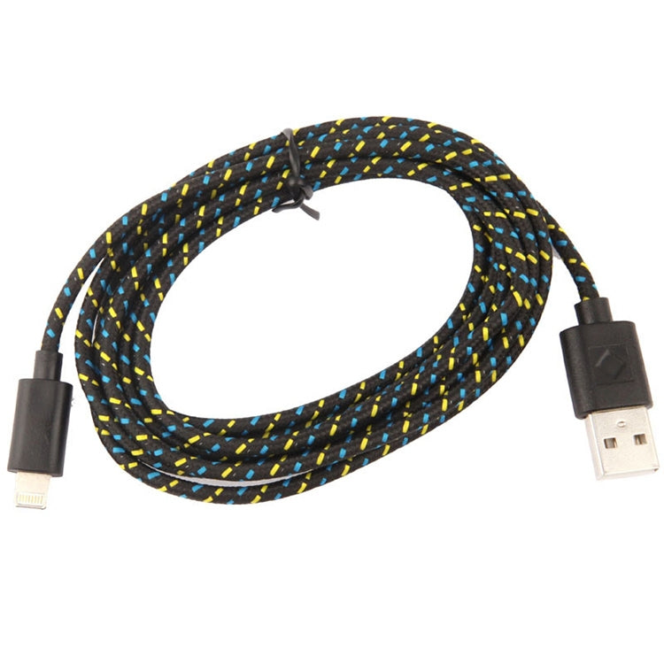 3m Nylon Netting Style USB Data Transfer Charging Cable for iPhone, iPad(Black) - Normal Style Cable by buy2fix | Online Shopping UK | buy2fix