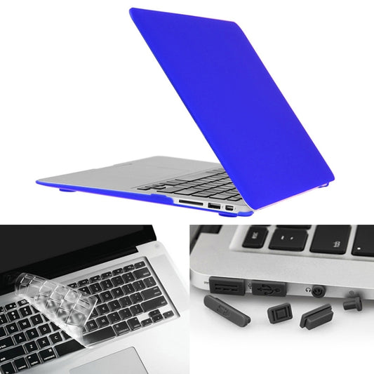 ENKAY for Macbook Air 11.6 inch (US Version) / A1370 / A1465 Hat-Prince 3 in 1 Frosted Hard Shell Plastic Protective Case with Keyboard Guard & Port Dust Plug(Dark Blue) - MacBook Air Cases by ENKAY | Online Shopping UK | buy2fix