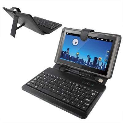 9.7 inch Universal Tablet PC Leather Tablet Case with USB Plastic Keyboard(Black) - Universal Keyboard by buy2fix | Online Shopping UK | buy2fix