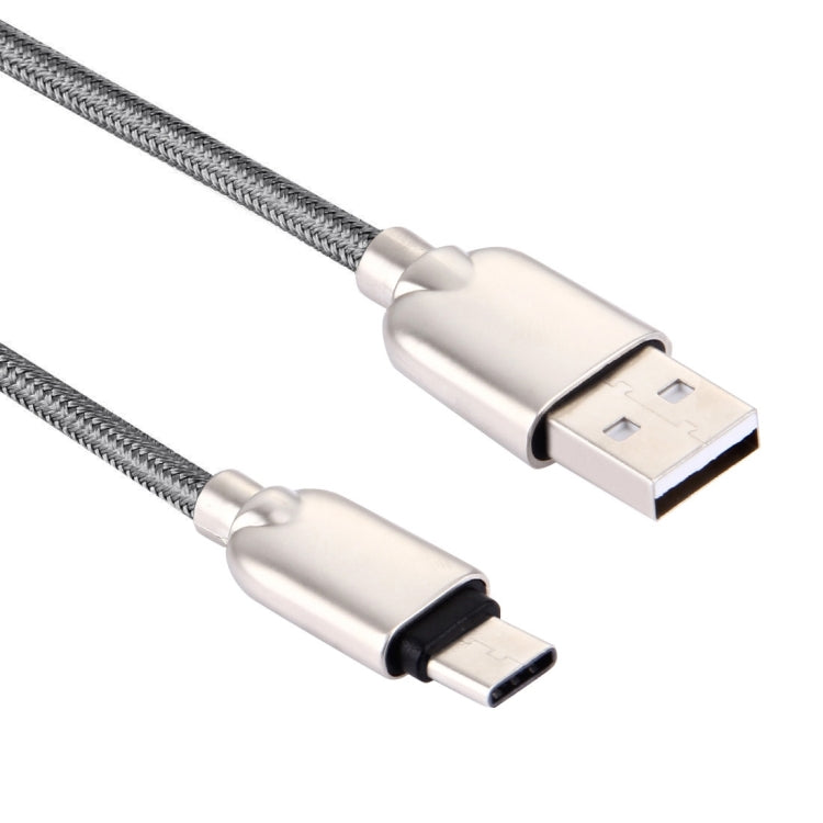 1M Woven Style Metal Head 108 Copper Cores USB-C / Type-C to USB Data Sync Charging Cable (Grey) - USB-C & Type-C Cable by buy2fix | Online Shopping UK | buy2fix