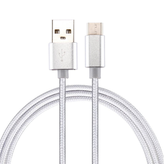 Knit Texture USB to USB-C / Type-C Data Sync Charging Cable, Cable Length: 1m, 3A Total Output, 2A Transfer Data(Silver) - USB-C & Type-C Cable by buy2fix | Online Shopping UK | buy2fix