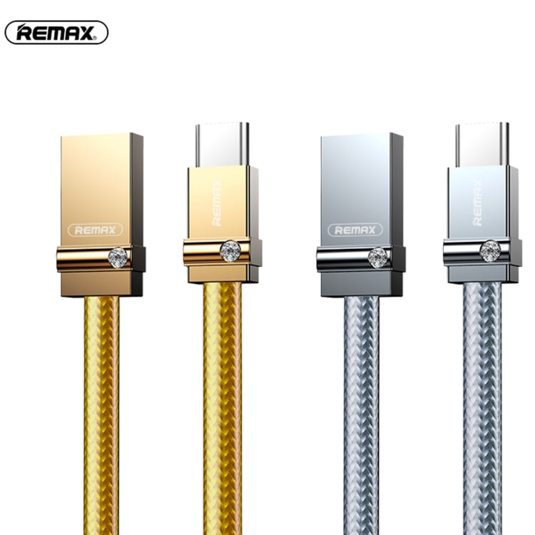 REMAX RC-091a 2.4A USB to USB-C / Type-C Golden Diamond Data Sync Charging Cable, Cable Length: 1m(Silver) - USB-C & Type-C Cable by REMAX | Online Shopping UK | buy2fix