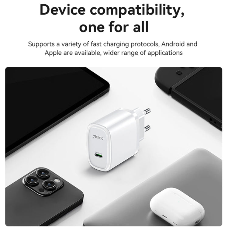 Yesido YC57B PD 20W USB-C / Type-C Single Port Quick Charger, EU Plug (Black) - USB Charger by Yesido | Online Shopping UK | buy2fix