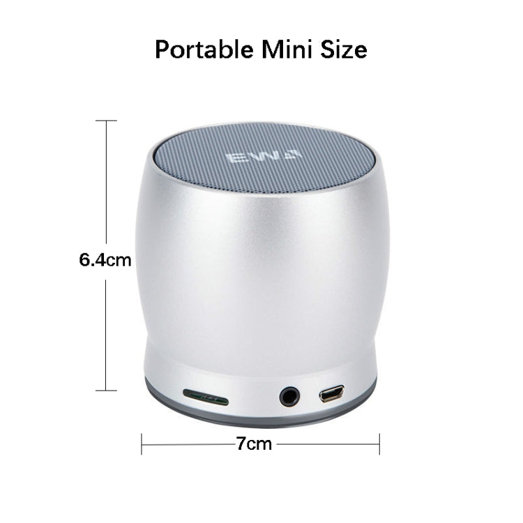 EWA A150 Portable Mini Bluetooth Speaker Wireless Hifi Stereo Strong Bass Music Boom Box Metal Subwoofer, Support Micro SD Card & 3.5mm AUX(Silver) - Desktop Speaker by EWA | Online Shopping UK | buy2fix