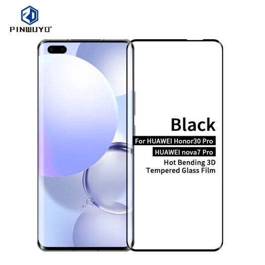 For Huawei Honor 30 Pro / nova 7 Pro PINWUYO 9H 3D Hot Bending Tempered Glass Film(Black) - Honor Tempered Glass by PINWUYO | Online Shopping UK | buy2fix