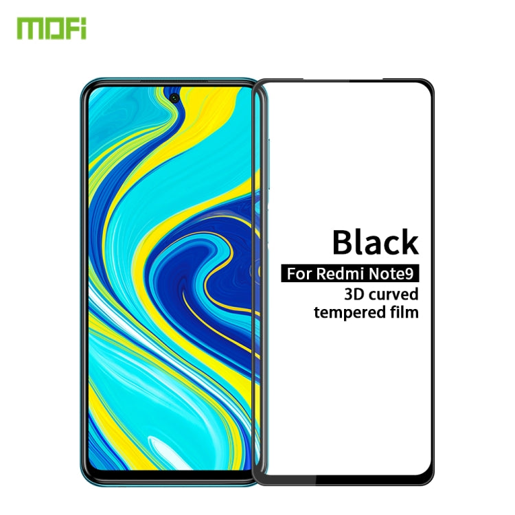 For Xiaomi Redmi Note 9 MOFI 9H 3D Explosion-proof Curved Screen Tempered Glass Film(Black) -  by MOFI | Online Shopping UK | buy2fix