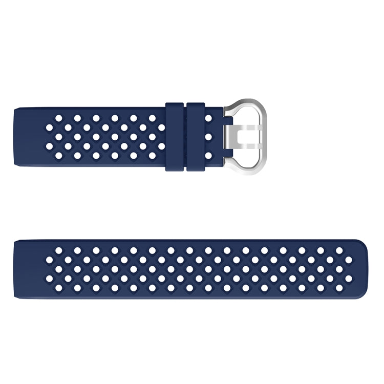 For Fitbit Charge 3 / 4 Hollow Square Silicone Watch Band Wristband(Dark Blue) - Watch Bands by buy2fix | Online Shopping UK | buy2fix