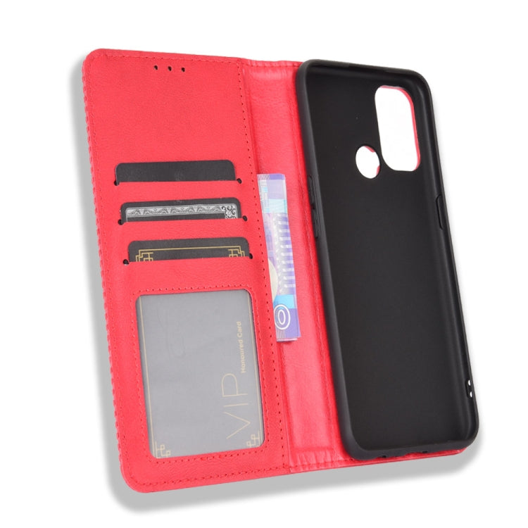 For OPPO A53 2020 / A53S 2020 / A33  Magnetic Buckle Retro Crazy Horse Texture Horizontal Flip Leather Case with Holder & Card Slots & Photo Frame(Red) - OPPO Cases by buy2fix | Online Shopping UK | buy2fix