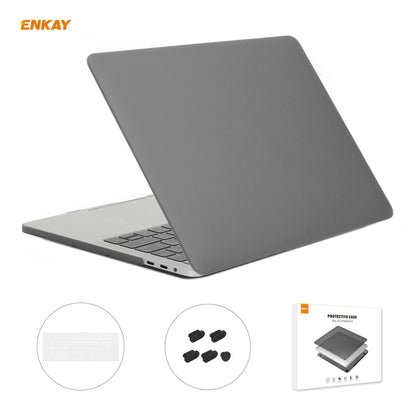 ENKAY 3 in 1 Matte Laptop Protective Case + US Version TPU Keyboard Film + Anti-dust Plugs Set for MacBook Pro 13.3 inch A1706 / A1989 / A2159 (with Touch Bar)(Grey) - MacBook Pro Cases by ENKAY | Online Shopping UK | buy2fix