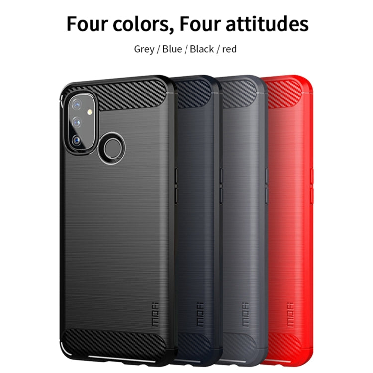 For OnePlus Nord N100 MOFI Gentleness Series Brushed Texture Carbon Fiber Soft TPU Case(Grey) - OnePlus Cases by MOFI | Online Shopping UK | buy2fix