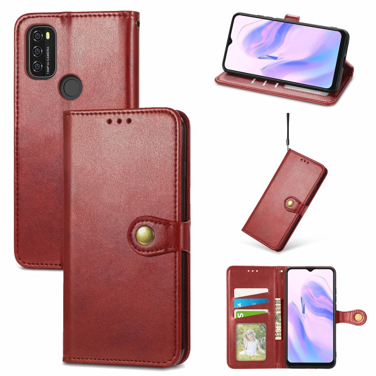 For Blackview A70 Solid Color Leather Buckle Phone Case with Lanyard & Photo Frame & Card Slot & Wallet & Stand Function(Red) - More Brand by buy2fix | Online Shopping UK | buy2fix