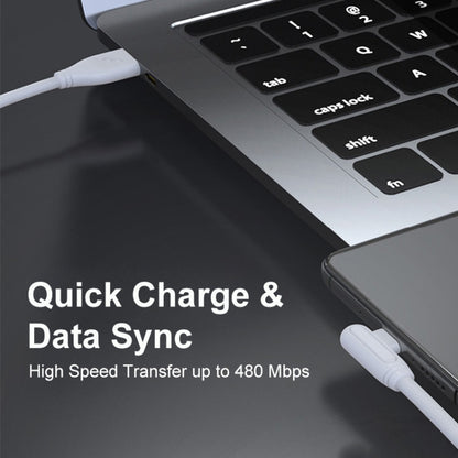 ENKAY Hat-Prince ENK-CB109 5A USB to USB-C / Type-C 90 Degree Elbow Silicone Data Sync Fast Charging Cable, Cable Length:1m(White) - USB-C & Type-C Cable by ENKAY | Online Shopping UK | buy2fix