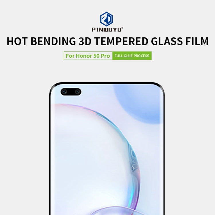 For Honor 50 Pro PINWUYO 9H 3D Hot Bending Tempered Glass Film(Black) - Honor Tempered Glass by PINWUYO | Online Shopping UK | buy2fix