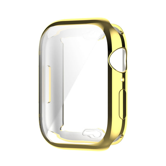 Shockproof TPU Full Protective Shell with Protective Film For Apple Watch Series 9 / 8 / 7 41mm(Gold) - Watch Cases by buy2fix | Online Shopping UK | buy2fix