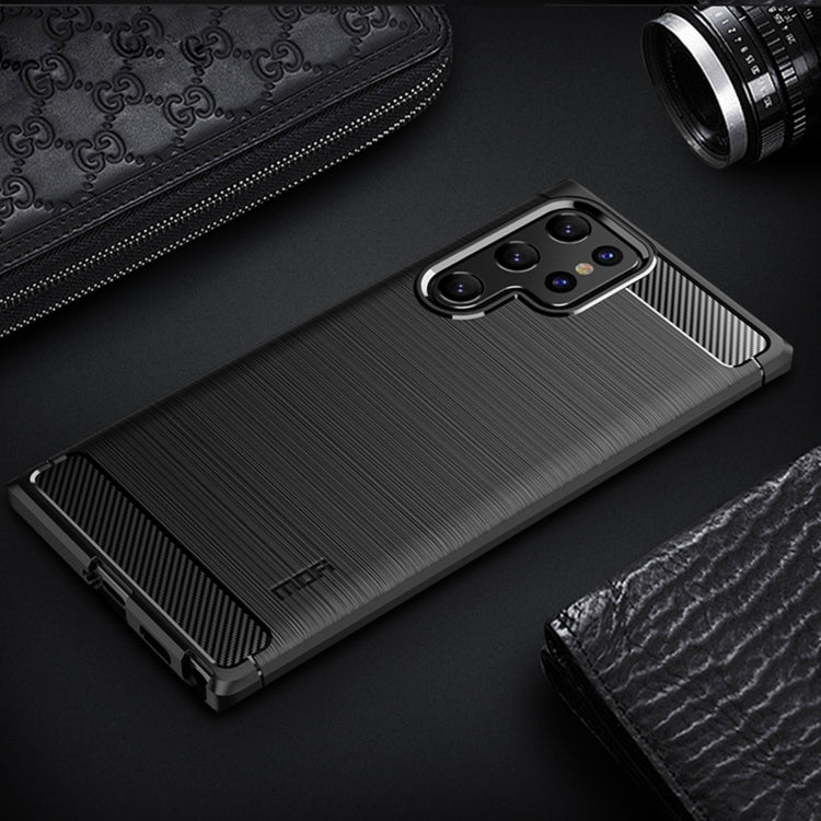 For Samsung Galaxy S22 Ultra 5G MOFI Gentleness Series Brushed Texture Carbon Fiber Soft TPU Case(Black) - Galaxy S22 Ultra 5G Cases by MOFI | Online Shopping UK | buy2fix