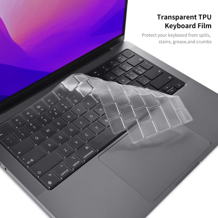 ENKAY Hat-Prince 3 in 1 Matte Laptop Protective Case + TPU Keyboard Film + Anti-dust Plugs Set for MacBook Pro 14.2 inch A2442 2021/A2779 2023, Version:EU Version(Cyan) - MacBook Pro Cases by ENKAY | Online Shopping UK | buy2fix