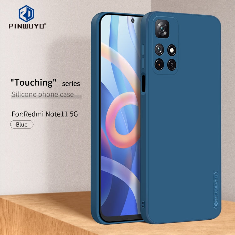 For Xiaomi Redmi Note 11 / Poco M4 Pro 5G PINWUYO Liquid Silicone TPU Phone Case(Blue) - Xiaomi Cases by PINWUYO | Online Shopping UK | buy2fix