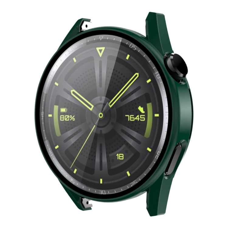 For Huawei Watch GT 3 42mm ENKAY Matte PC Frame + Tempered Glass Protector Case(Dark Green) - Watch Cases by ENKAY | Online Shopping UK | buy2fix