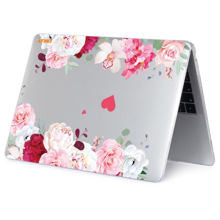 ENKAY Flower Series Pattern Laotop Protective Crystal Case For MacBook Air 13.3 inch A1932 / A2179 / A2337(Peony) - MacBook Air Cases by ENKAY | Online Shopping UK | buy2fix