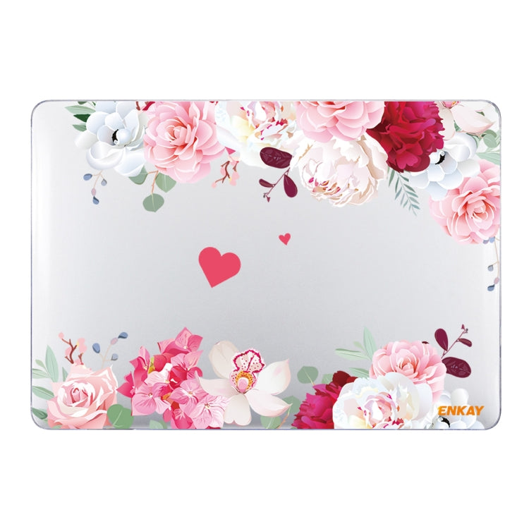 ENKAY Flower Series Pattern Laotop Protective Crystal Case For MacBook Pro 16.2 inch A2485 2021/A2880 2023(Peony) - MacBook Pro Cases by ENKAY | Online Shopping UK | buy2fix