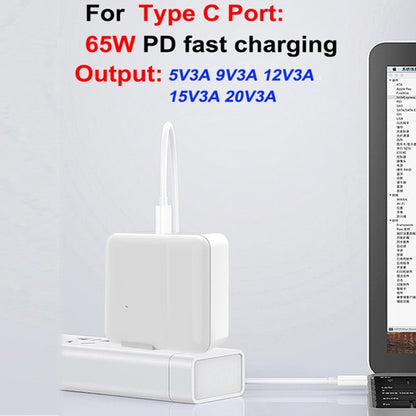 PD-65W USB-C / Type-C + QC3. 0 USB Laptop Charging Adapter, AU Plug / US Plug / EU Plug / UK Plug(White) - Cable & Adapter by buy2fix | Online Shopping UK | buy2fix