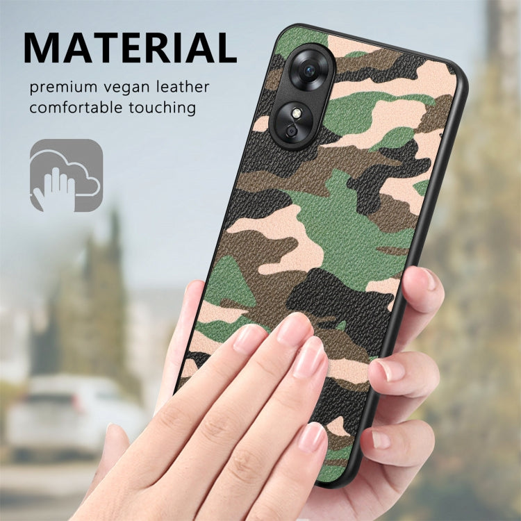 For OPPO A17 Camouflage Leather Back Cover Phone Case(Yellow) - OPPO Cases by buy2fix | Online Shopping UK | buy2fix