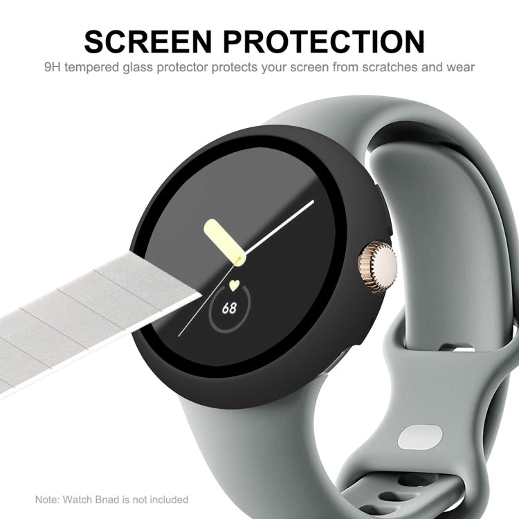 For Google Pixel Watch ENKAY Hat-Prince Full Coverage PC Frame + 9H Tempered Glass Case(White) - Watch Cases by buy2fix | Online Shopping UK | buy2fix