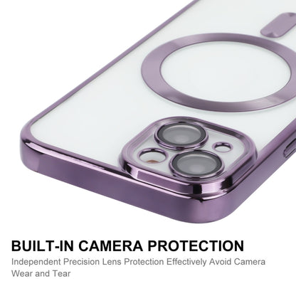 For iPhone 14 ENKAY Electroplated MagSafe Shockproof TPU Phone Case with Lens Film(Purple) - iPhone 14 Cases by ENKAY | Online Shopping UK | buy2fix