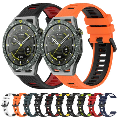 For Huawei Watch GT 2E 22mm Sports Two-Color Silicone Watch Band(White+Black) - Watch Bands by buy2fix | Online Shopping UK | buy2fix