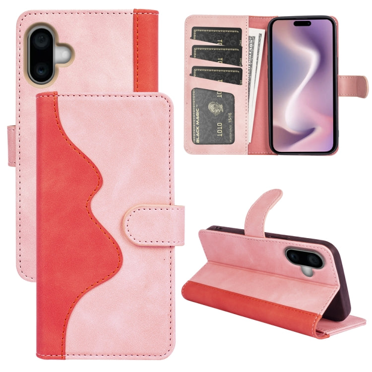 For iPhone 16 Stitching Horizontal Flip Leather Phone Case(Red) - iPhone 16 Cases by buy2fix | Online Shopping UK | buy2fix