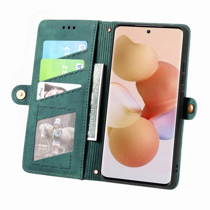 For Xiaomi 13 Lite Geometric Zipper Wallet Side Buckle Leather Phone Case(Green) - 13 Lite Cases by buy2fix | Online Shopping UK | buy2fix