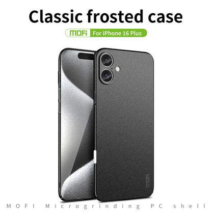 For iPhone 16 Plus MOFI Fandun Series Frosted PC Ultra-thin All-inclusive Phone Case(Gray) - iPhone 16 Plus Cases by MOFI | Online Shopping UK | buy2fix