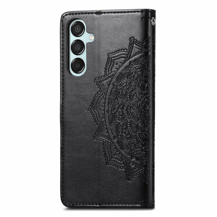 For Samsung Galaxy M15 Mandala Flower Embossed Leather Phone Case(Black) - Galaxy Phone Cases by buy2fix | Online Shopping UK | buy2fix