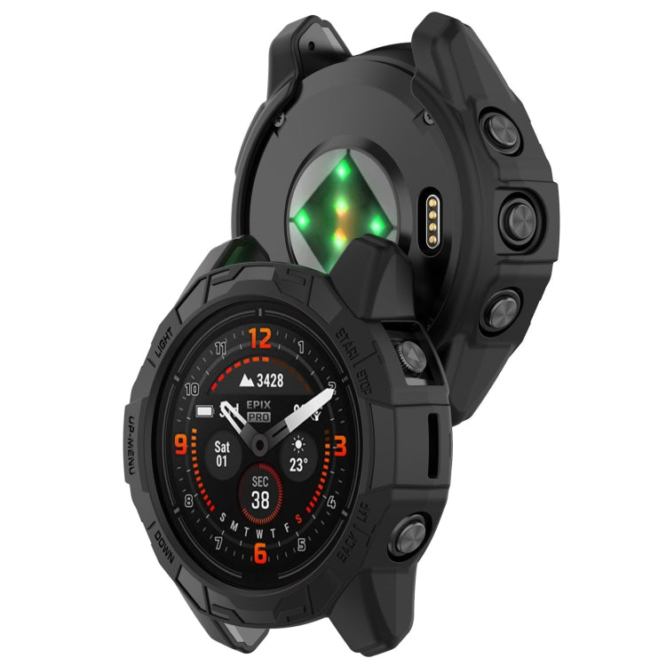 For Garmin Epix Pro / Epix Pro Gen 2 51mm / Fenix 7X / 7X Pro Armored TPU Half Wrapped Watch Protective Case(Black) - Watch Cases by buy2fix | Online Shopping UK | buy2fix