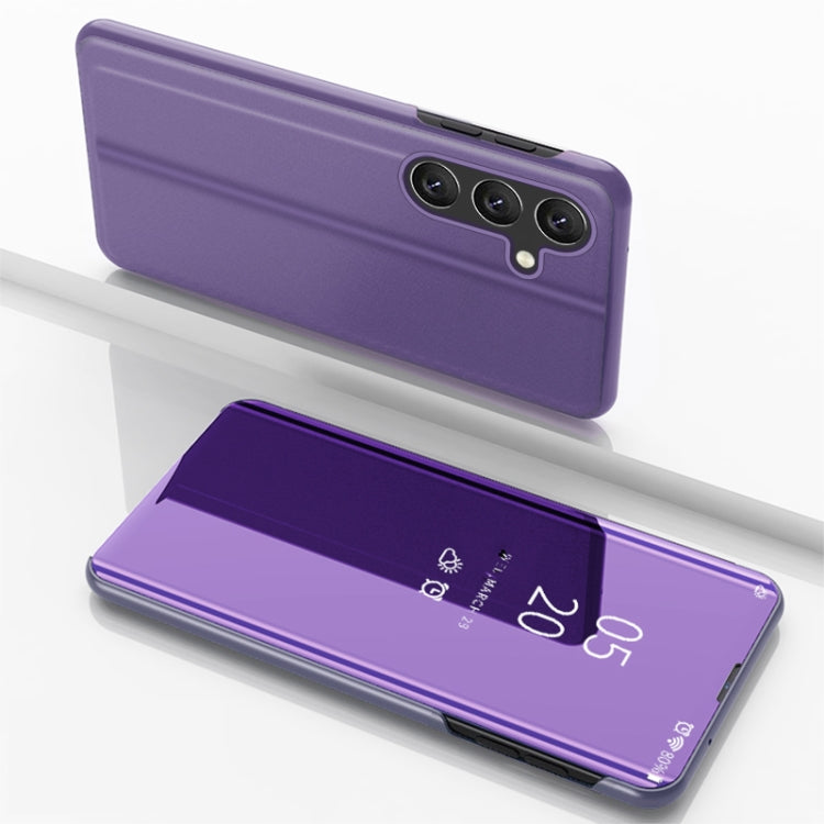 For Samsung Galaxy A55 Plated Mirror Horizontal Flip Leather Phone Case with Holder(Violet Blue) - Galaxy Phone Cases by buy2fix | Online Shopping UK | buy2fix
