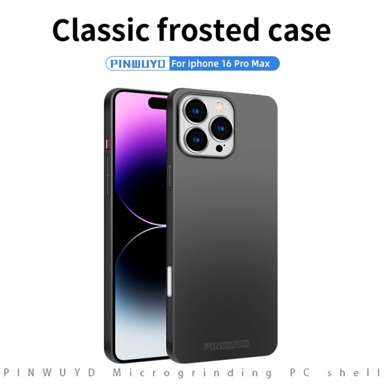 For iPhone 16 Pro Max PINWUYO Micro-Frosted PC Ultra-thin Hard Phone Case with Magsafe Magnetic Ring(Black) - iPhone 16 Pro Max Cases by PINWUYO | Online Shopping UK | buy2fix