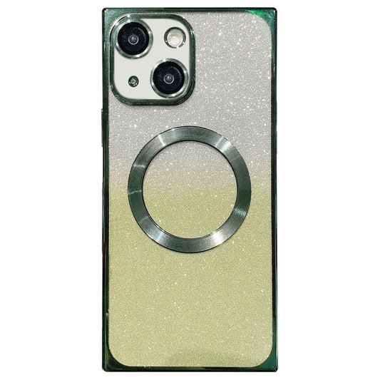 For iPhone 13 Square Gradient Magsafe Electroplating TPU Phone Case(Green) - iPhone 13 Cases by buy2fix | Online Shopping UK | buy2fix