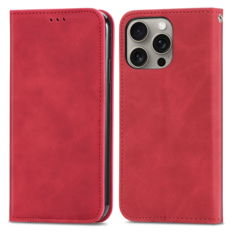 For iPhone 16 Pro Max Retro Skin Feel Magnetic Flip Leather Phone Case(Red) - iPhone 16 Pro Max Cases by buy2fix | Online Shopping UK | buy2fix