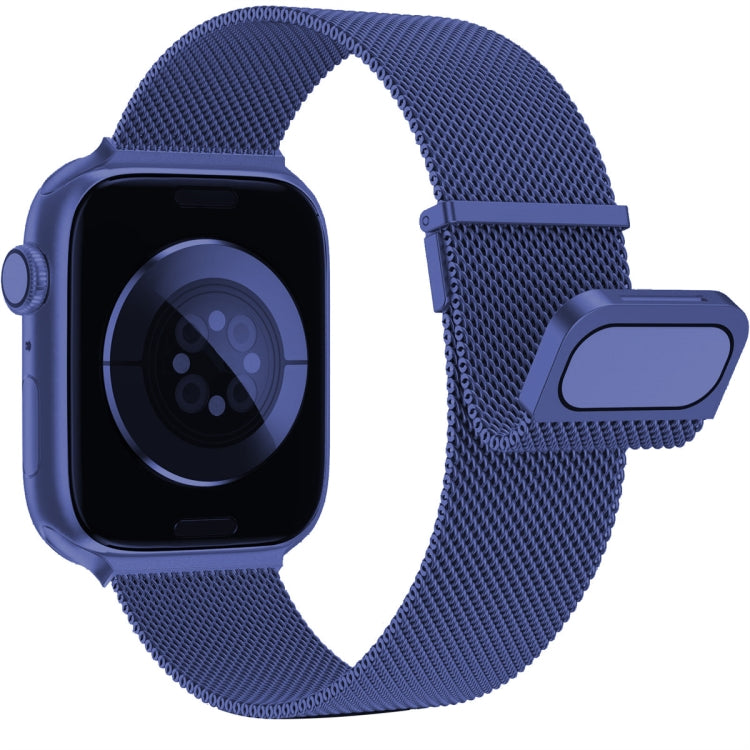 For Apple Watch 5 44mm Milan Double Magnetic Steel Mesh Watch Band(Blue) - Watch Bands by buy2fix | Online Shopping UK | buy2fix