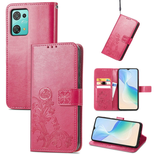 For Blackview Oscal C30 Pro Four-leaf Clasp Embossed Buckle Leather Phone Case(Magenta) - More Brand by buy2fix | Online Shopping UK | buy2fix