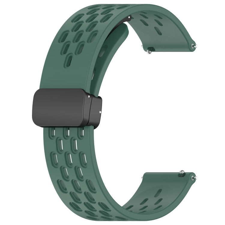 For Huawei Watch 3 Pro New 22mm Folding Magnetic Clasp Silicone Watch Band(Dark Green) - Watch Bands by buy2fix | Online Shopping UK | buy2fix