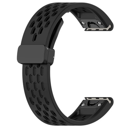For Garmin Enduro 2 / Enduro Quick Release Holes Magnetic Buckle Silicone Watch Band(Black) - Watch Bands by buy2fix | Online Shopping UK | buy2fix