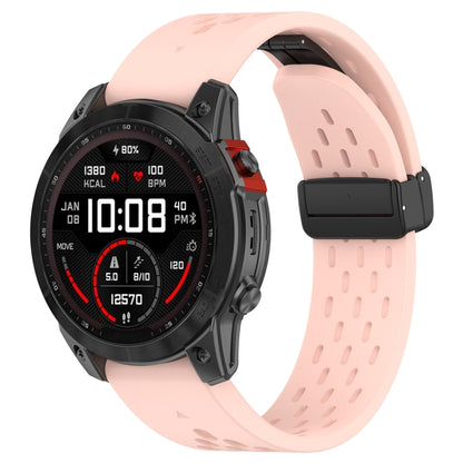 For Garmin Enduro 2 / Enduro Quick Release Holes Magnetic Buckle Silicone Watch Band(Pink) - Watch Bands by buy2fix | Online Shopping UK | buy2fix