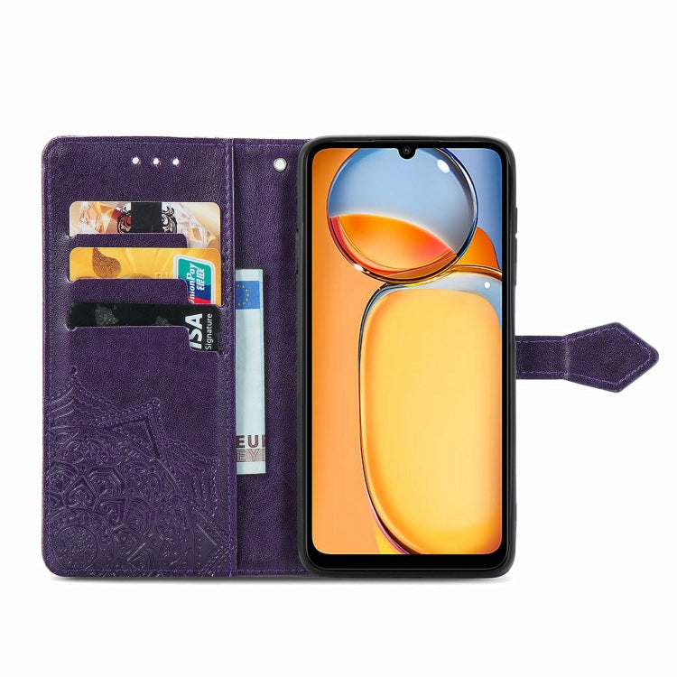 For Xiaomi Redmi 13C Mandala Flower Embossed Leather Phone Case(Purple) - 13C Cases by buy2fix | Online Shopping UK | buy2fix