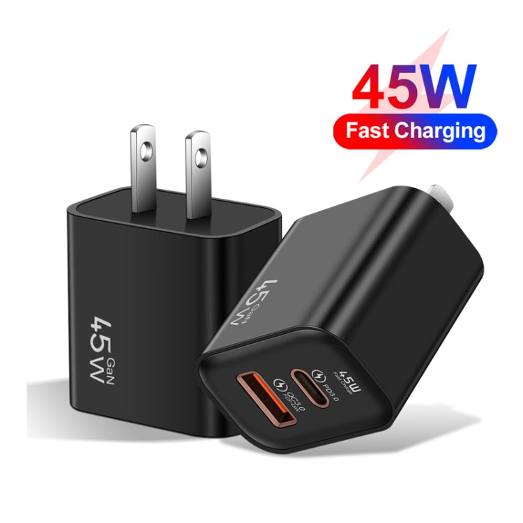 45PQ 45W PD25W + QC3.0 20W USB Fully Compatible Super Fast Charger, US Plug(Black) - USB Charger by buy2fix | Online Shopping UK | buy2fix